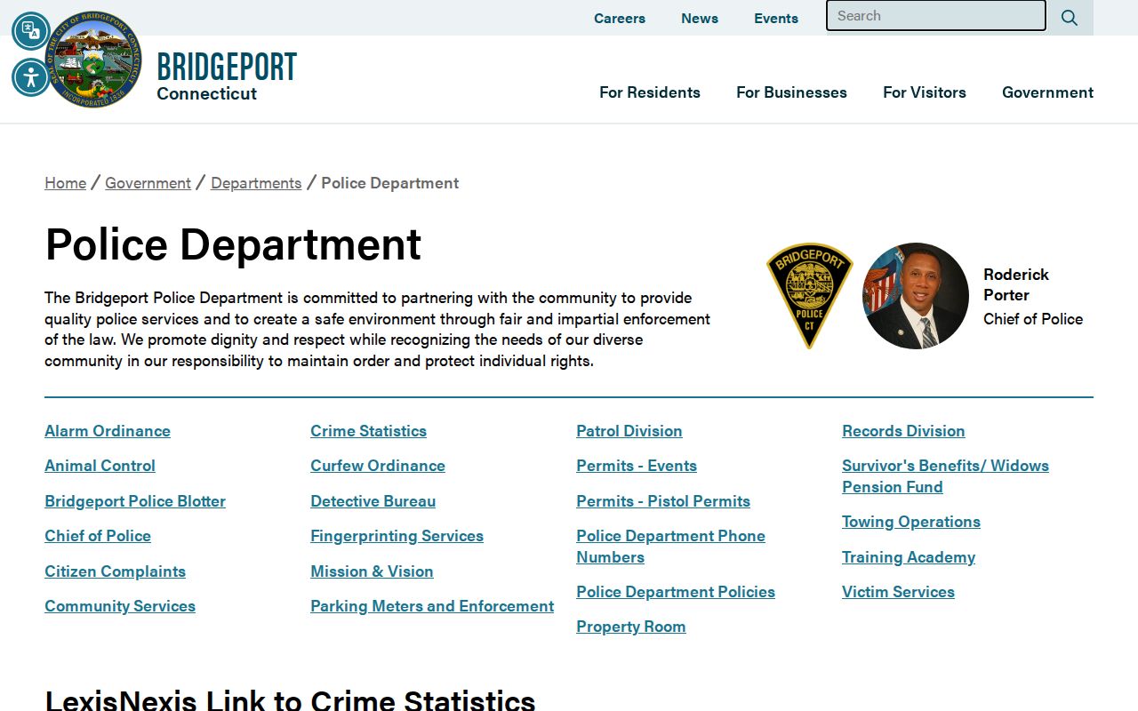 Official Bridgeport Police Department records information