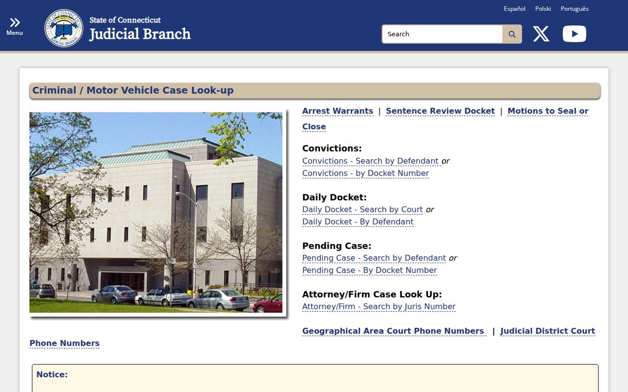 Fairfield County criminal court case lookup choices