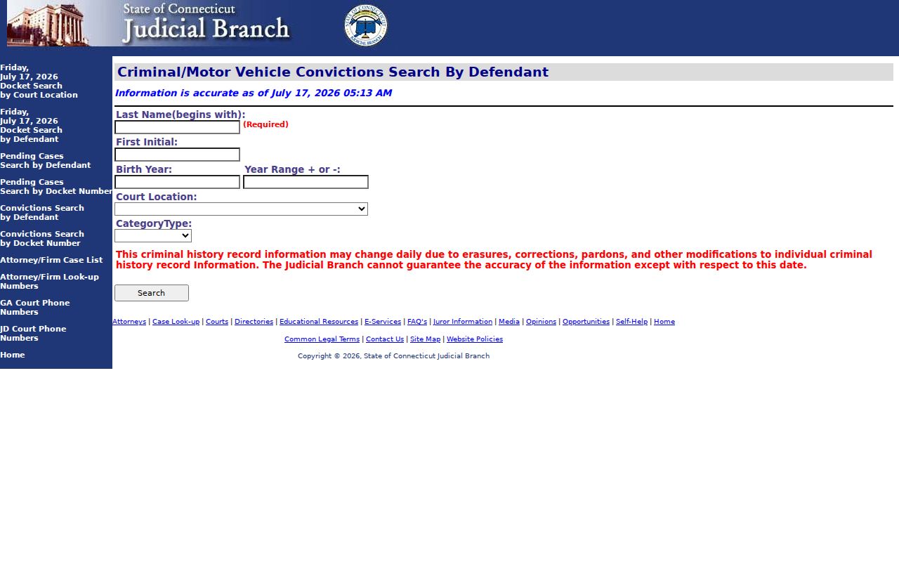 Fairfield County disposed criminal defendant search