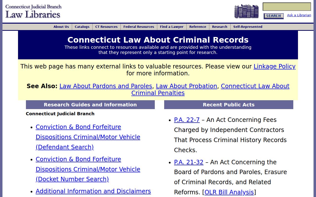 Stamford criminal history Connecticut criminal law library guide