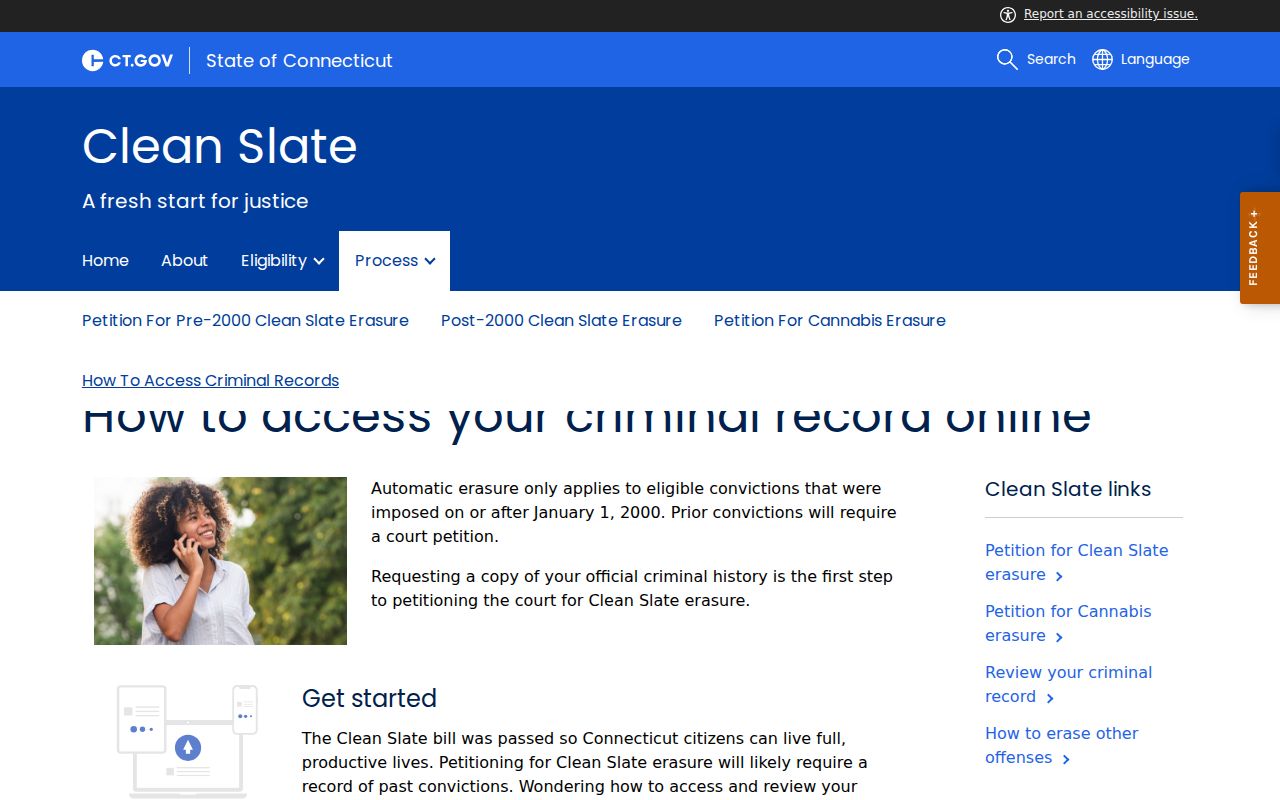 Fairfield County criminal history Clean Slate record access